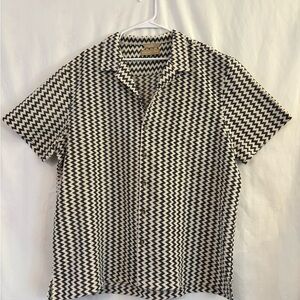 Distortion Men's Lightweight Short Sleeve Zigzag Shirt Black/White Size XXL